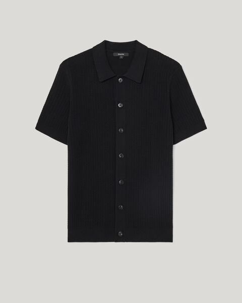 Textured Button-Down Knit, Black, hi-res